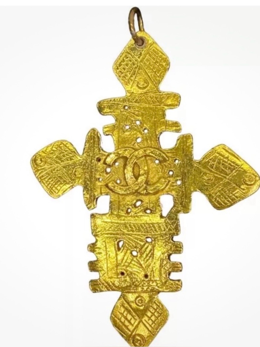 CHANEL CC Gold Plated Cross Pendant/Necklace